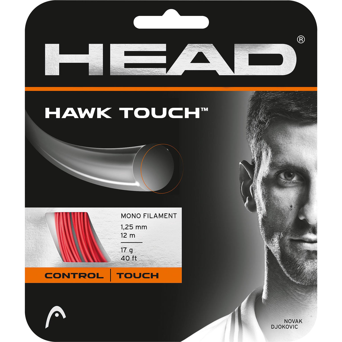 Head Hawk Touch 17g Tennis String, Red (Set)