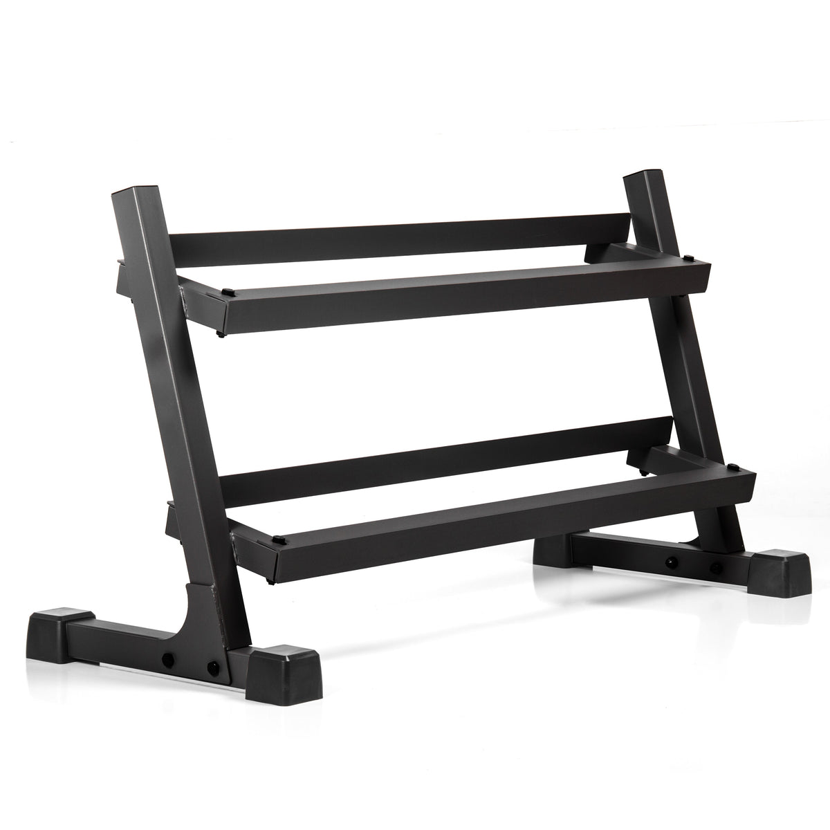 10 to 50 lbs. Rubber Hex Dumbbell Pairs Includes 2-Tier Storage Rack