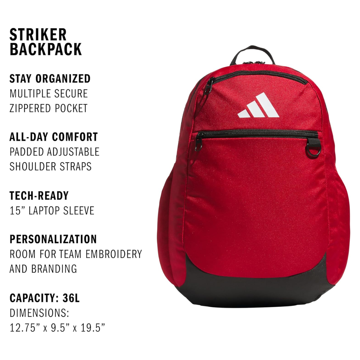 Adidas Striker 3 Backpack (Power Red)