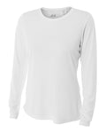 A4 Women's Performance Long-Sleeve Crew Neck Shirt (White)