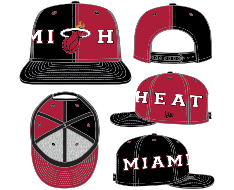 New Era Miami Heat Black/Red Team Split 9FIFTY Snapback Hat