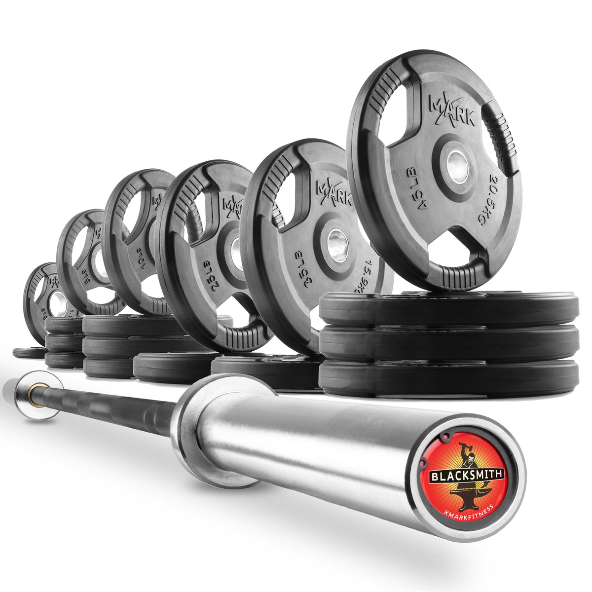 Tri-Grip Olympic Weight Plates and Olympic Barbell Sets
