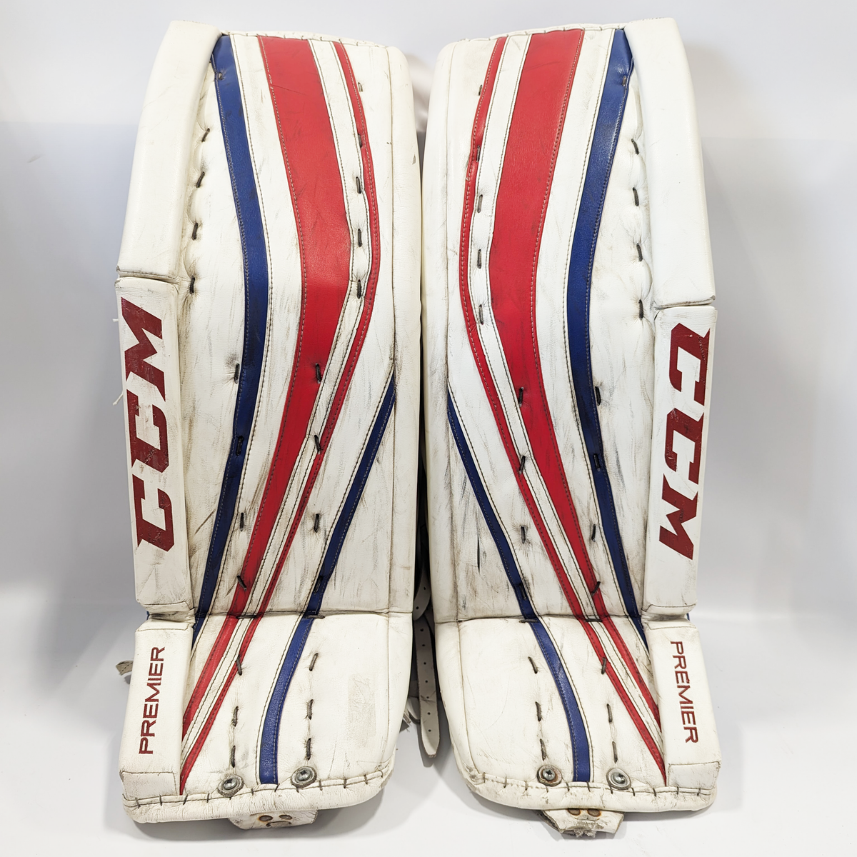 CCM Premier - Used Pro Stock Goalie Pads (White/Red/Blue)