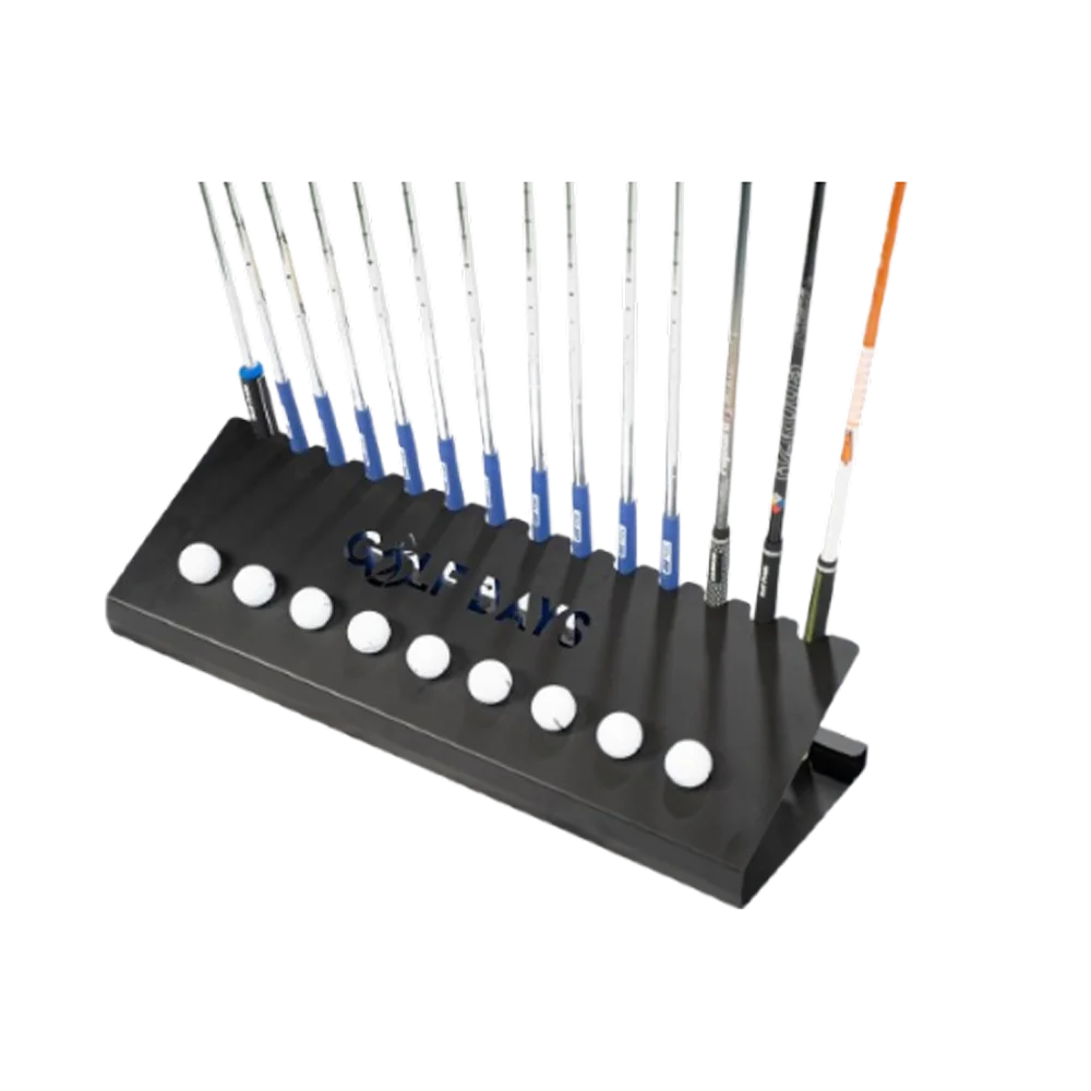 GolfBays Club Display Rack, Holds 14 Clubs & 9 Golf Balls , Indoor Golf Storage
