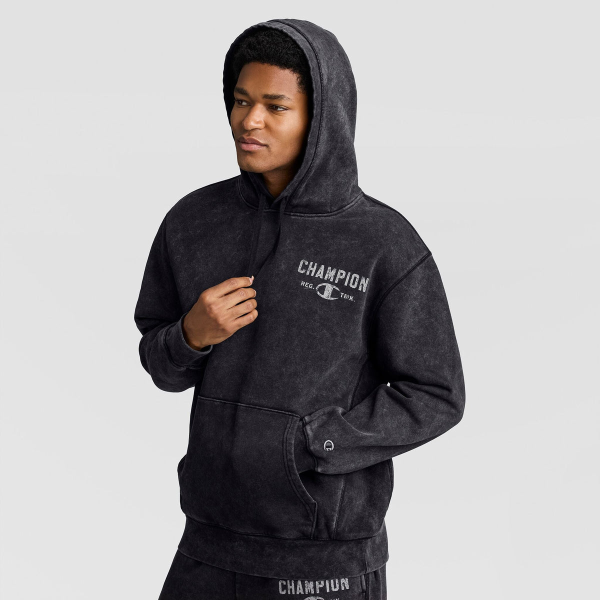 Mineral Wash Pullover Hoodie, C Patch Logo