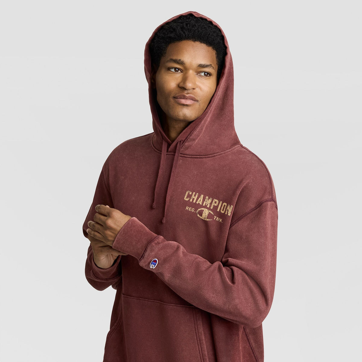 Mineral Wash Pullover Hoodie, C Patch Logo