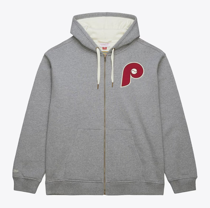 Philadelphia Phillies Mitchell & Ness Vintage Logo Playoff Win 2.0 Full-Zip Hoodie