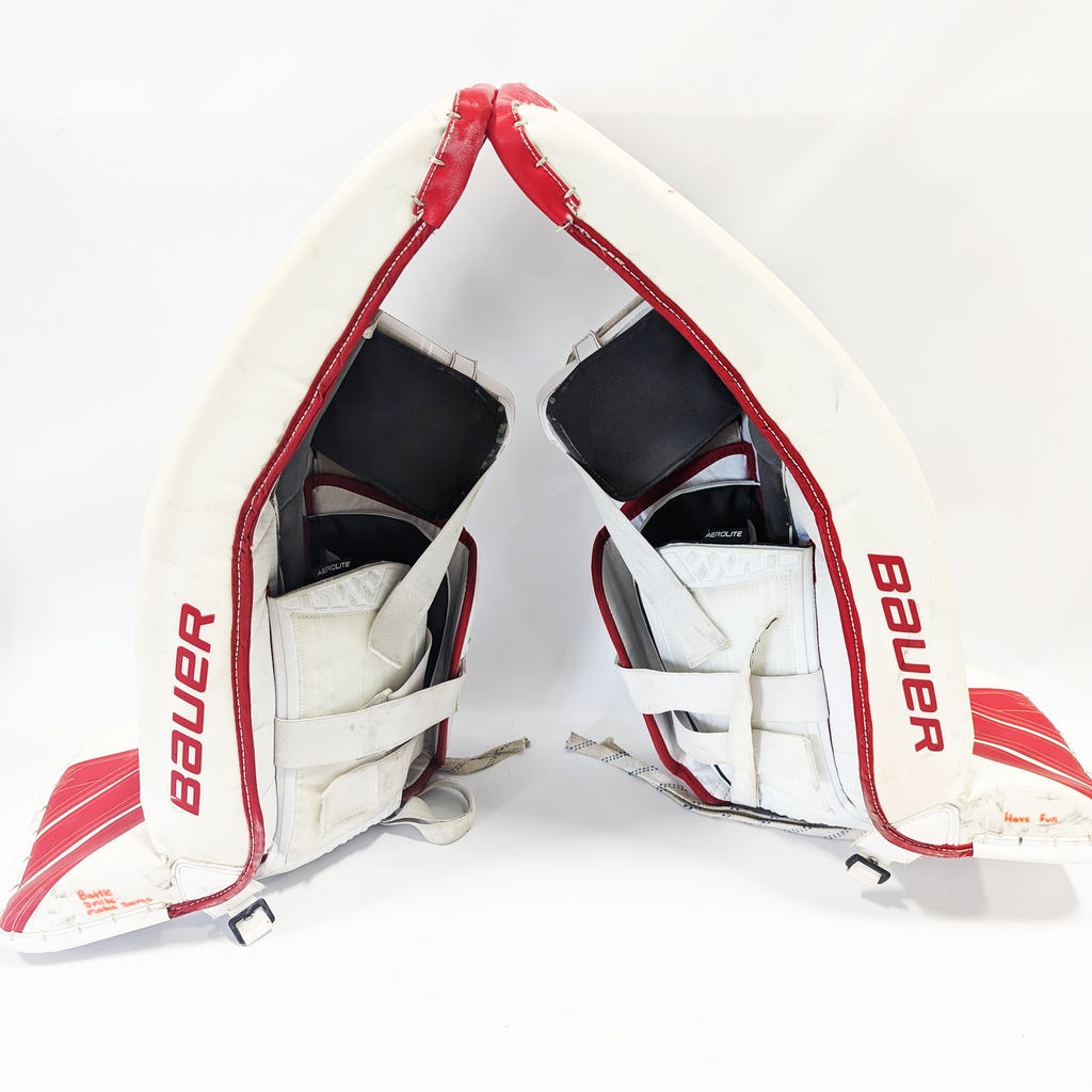 Bauer Supreme Ultrasonic - Used Pro Stock OHL Goalie Pads (Red/White)