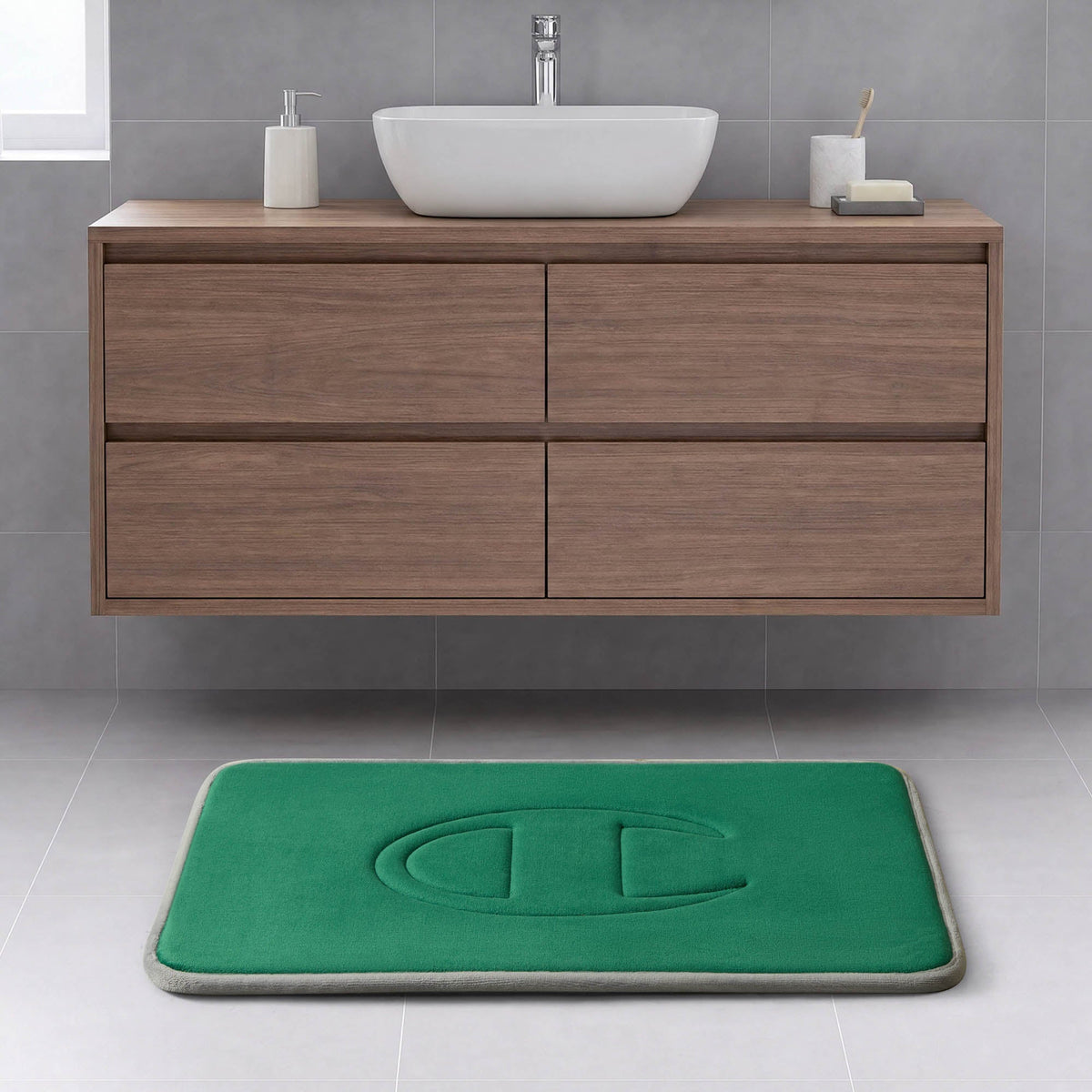 Quilted Logo Memory Foam Bath Mats