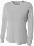 A4 Women's Performance Long-Sleeve Crew Neck Shirt (Silver)